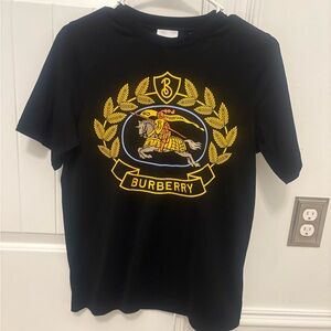 Burberry Kids Black Tee with Yellow Crest